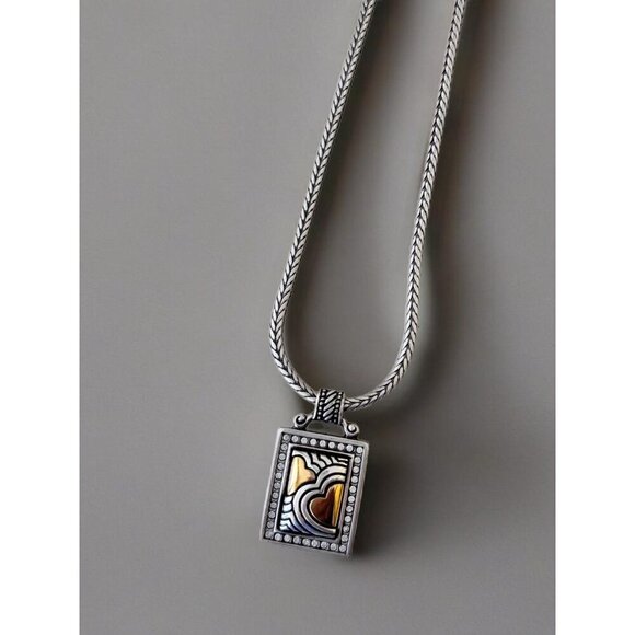 Brighton Two Tone Heart OP Pendant Necklace. excellent condition - Picture 5 of 7